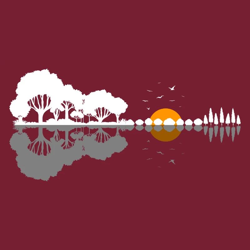 Guitar Nature Forest Trees Reflection Music Gift