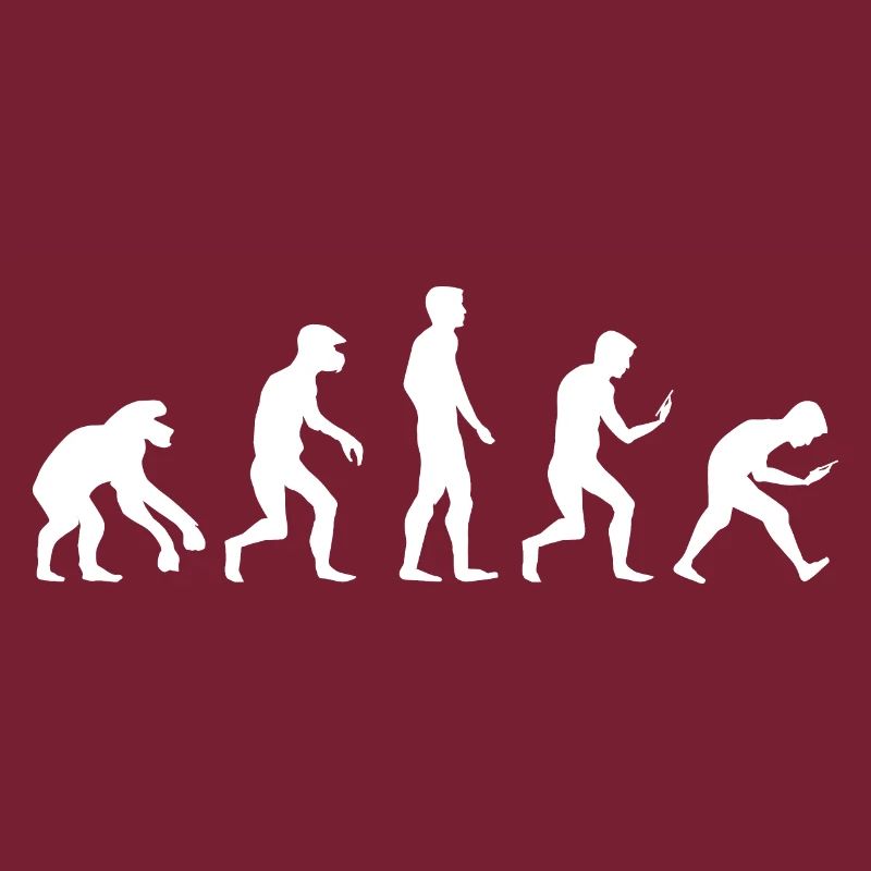 Logo drôle de dépendance au téléphone portable de smartphone d’évolution