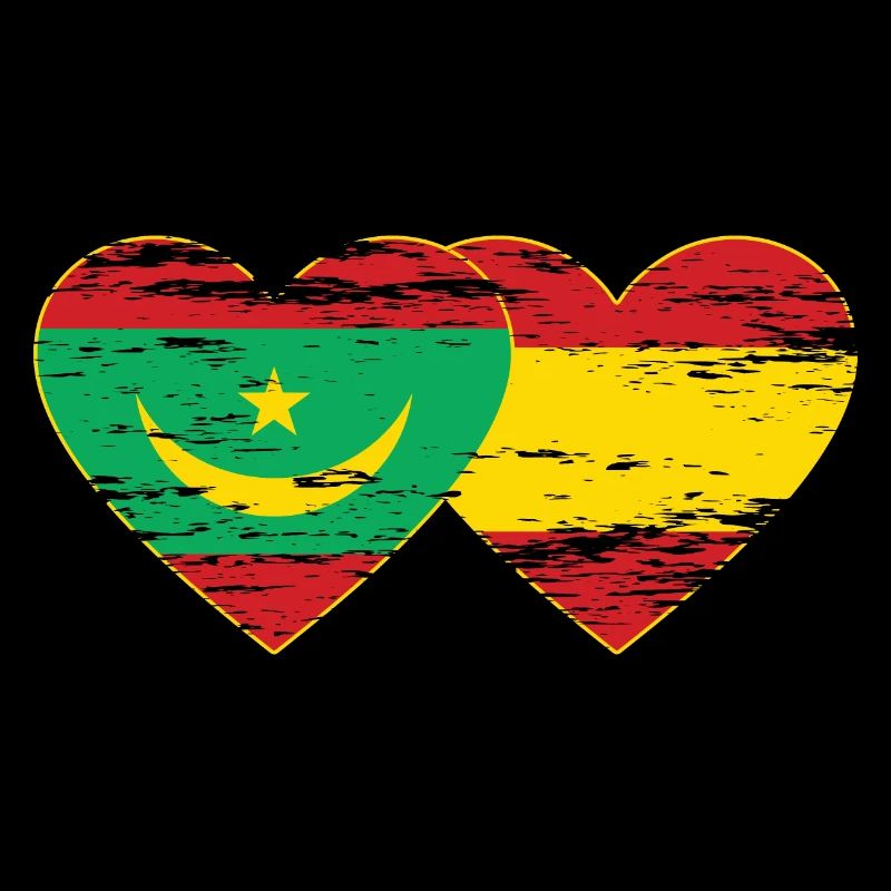 Mauritanie Espagne drapeau coeur utilisé