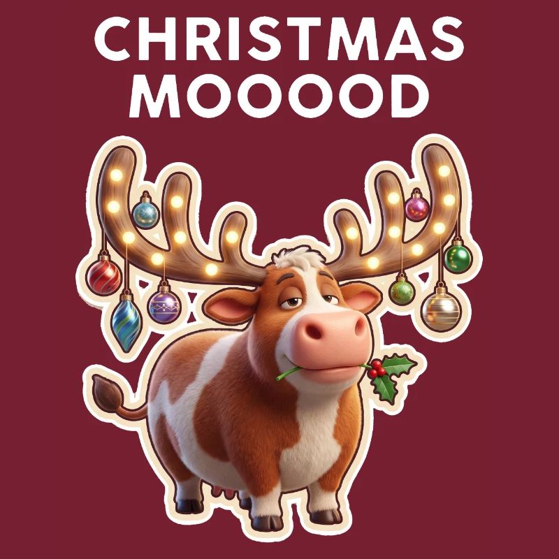 Weihnachtskuh mit Leuchtornamenten