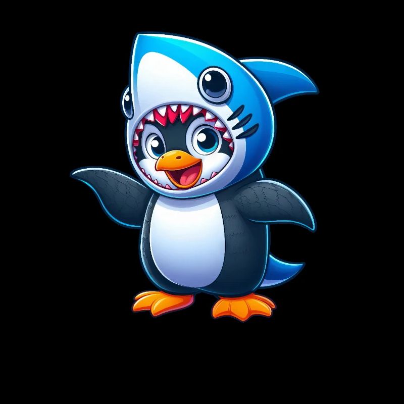 drôle pingouin requin carnaval dessin animé