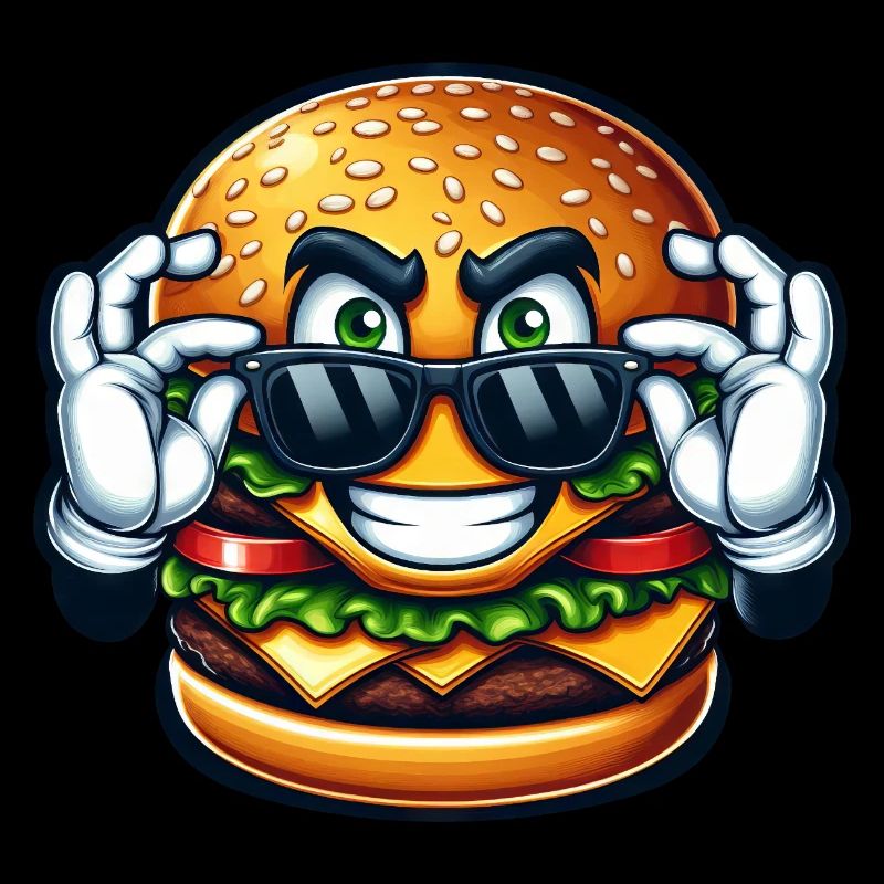 Cool Burger Comic Fast Food Lover