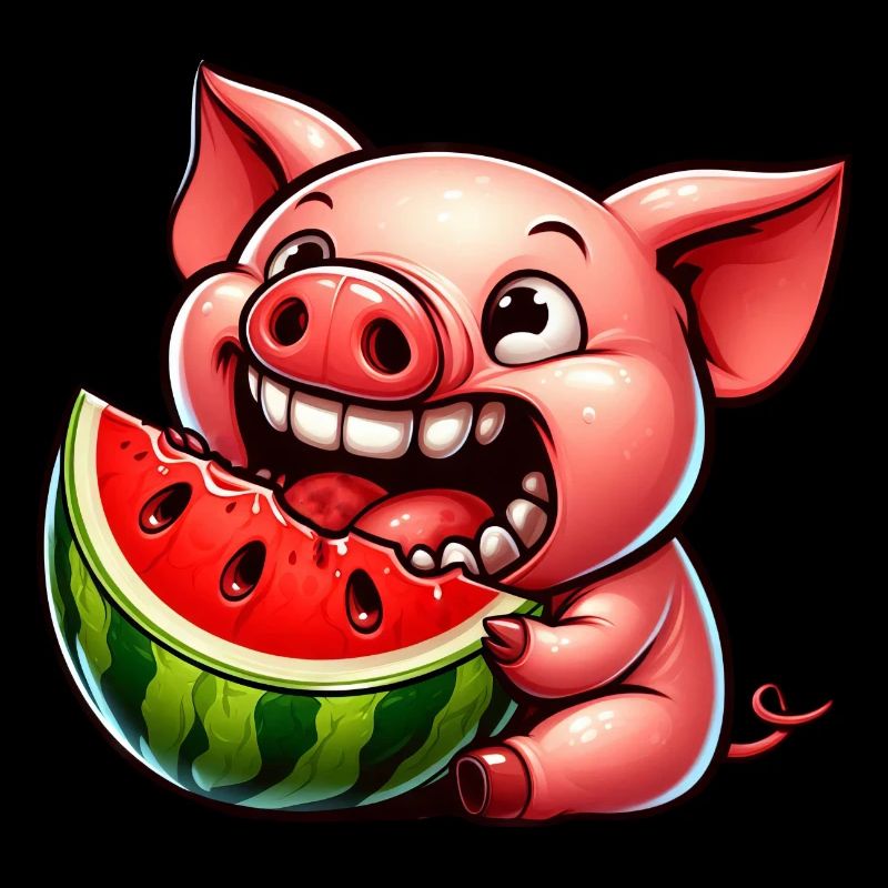 Cochon sucré avec un sourire de pastèque fantaisiste