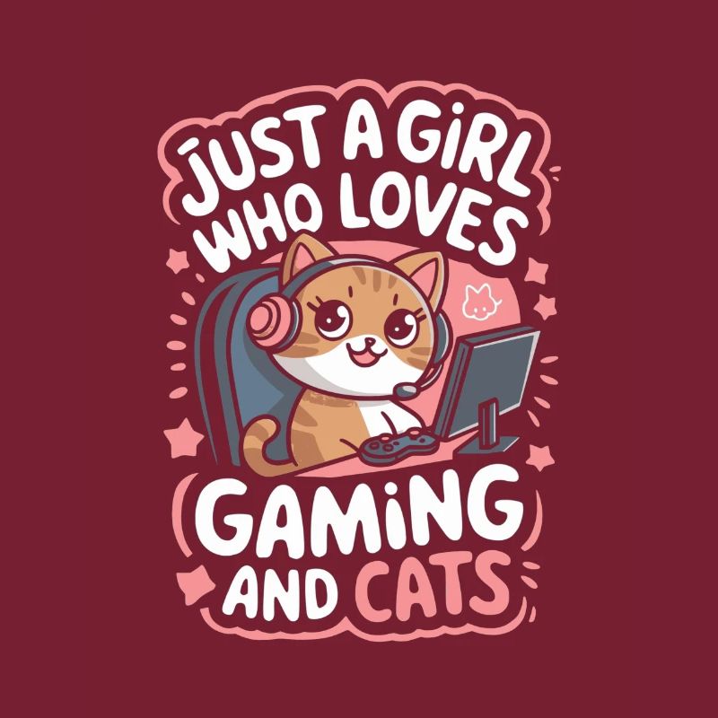 Gaming Computer Konsole Mädchen Katze