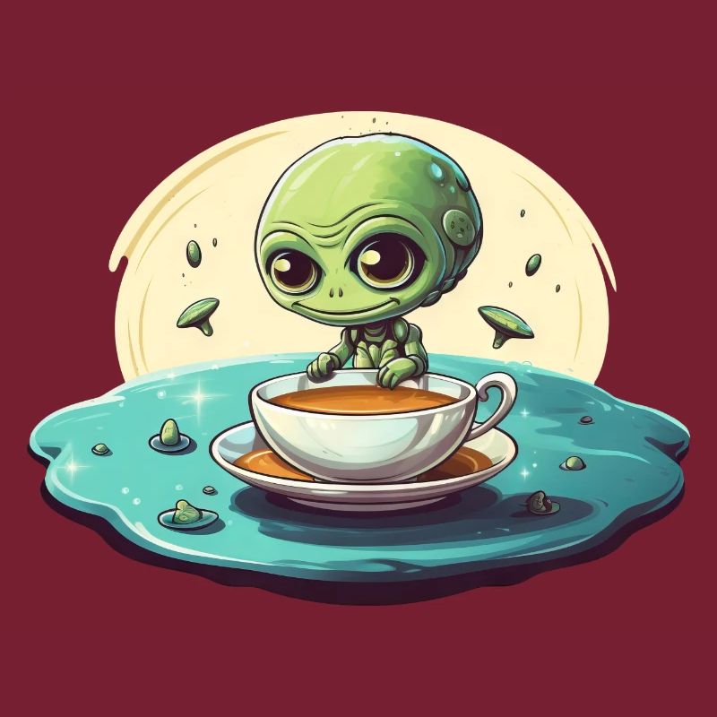 grünes alien kaffee kaffeetrinker