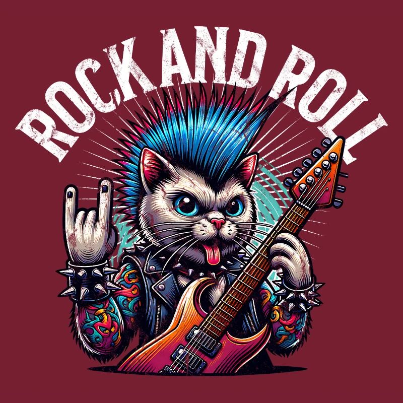 Katze Rock and Roll Gitarrist