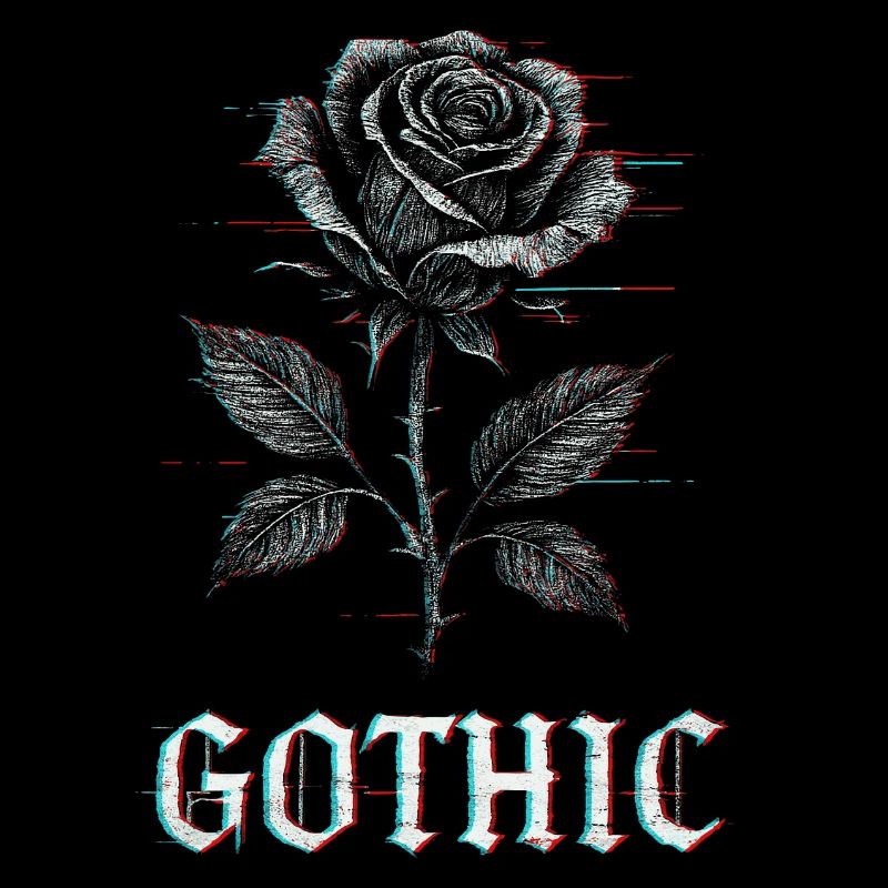 Gothic Rose with Glitch Effect
