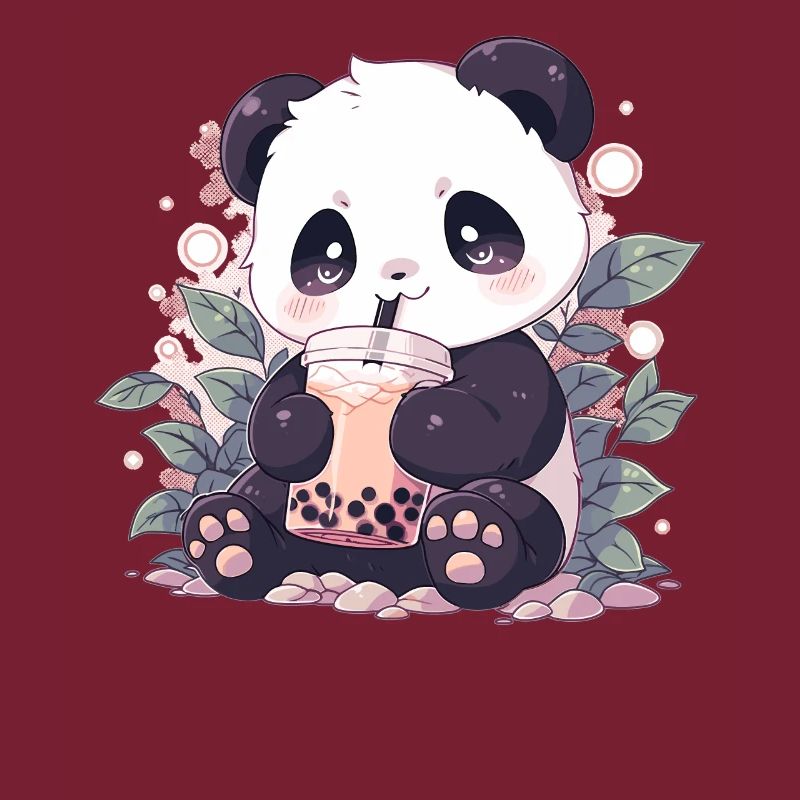 Kawaii Panda boit Boba Bubble Tea Chibi