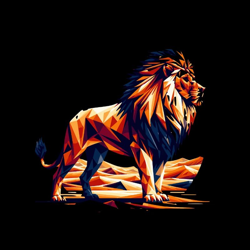 Polygon Lion Design Powerful Lion Geometry