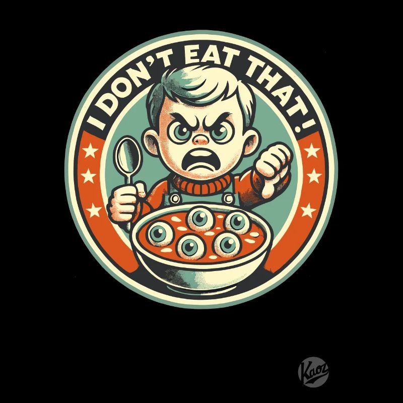 Boy with spoon and soup, I don't eat this