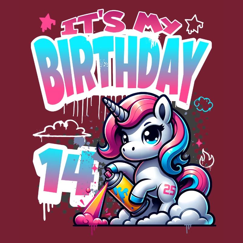 14. Geburtstag Einhorn Graffiti Mädchen