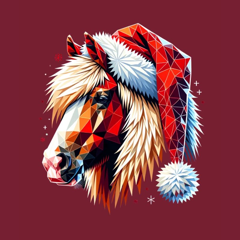 Original Polygon Kunst Haflinger Pferd Weihnachten
