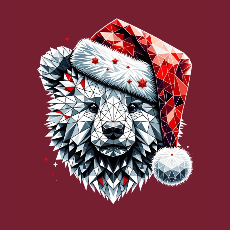 Polygon Kunst Eisbär Weihnachtsmütze Original
