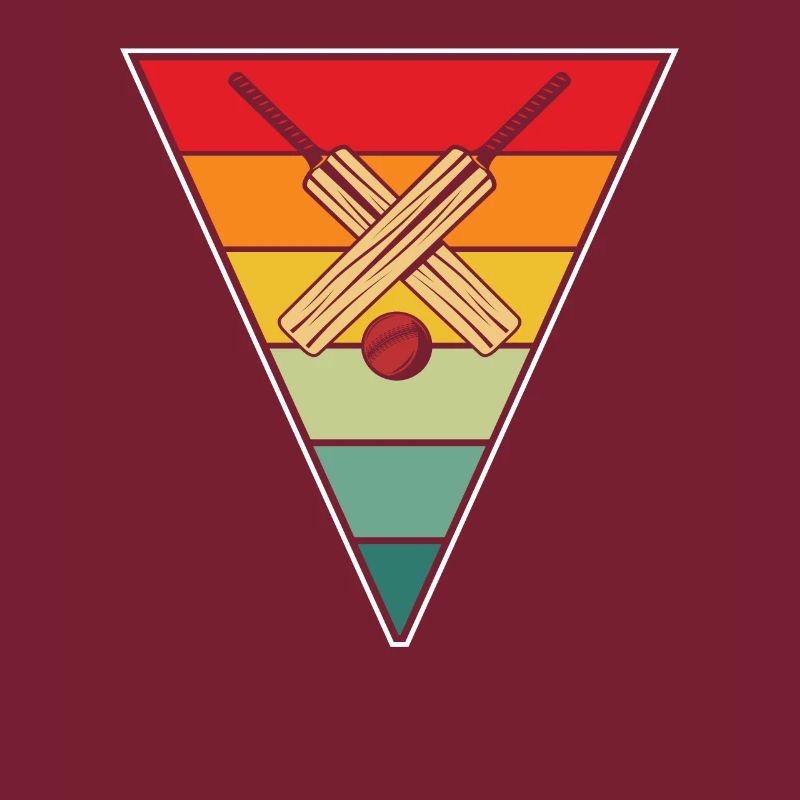 Retro Cricket Player Triangle Vintage