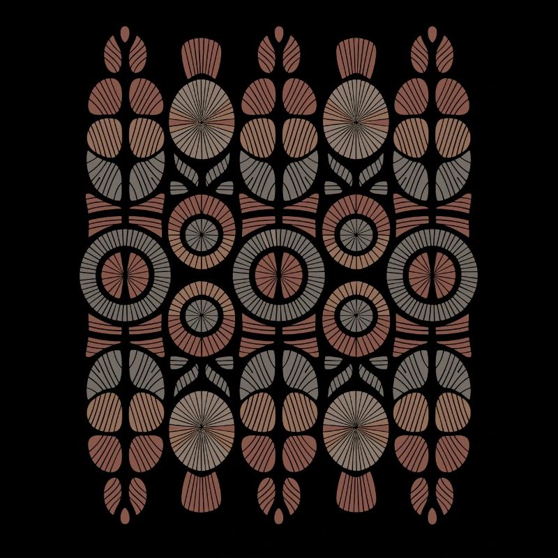 African Boho Pattern Circles and Leaves