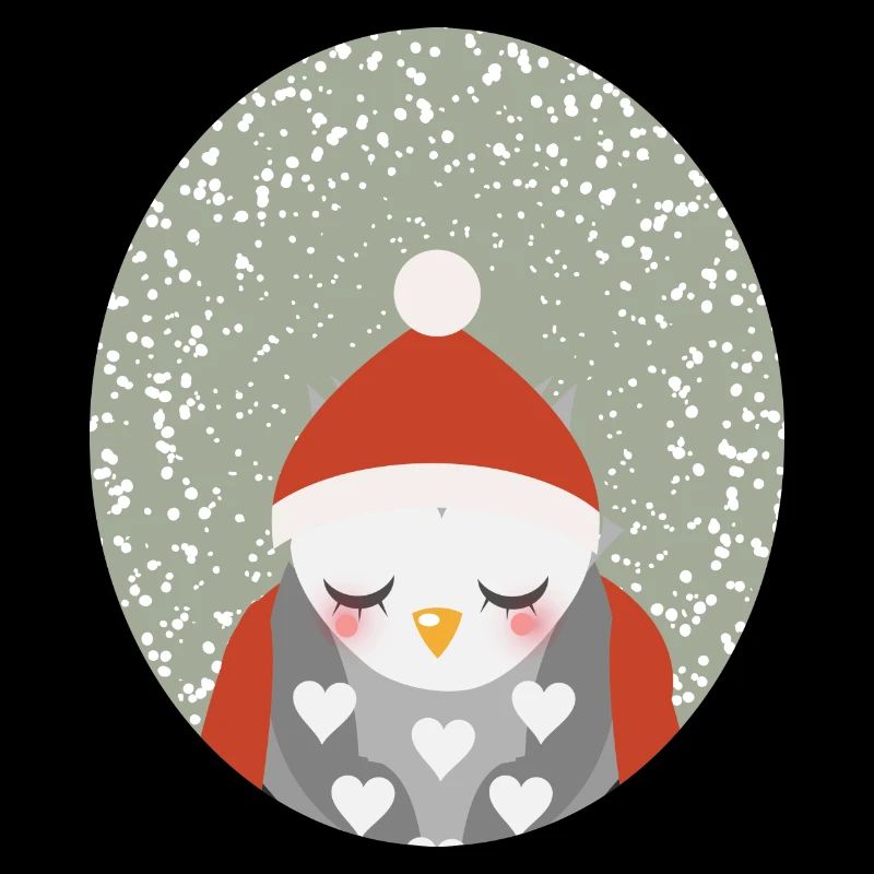 verträumte Eule mit Santa Claus Weihnachtsmütze