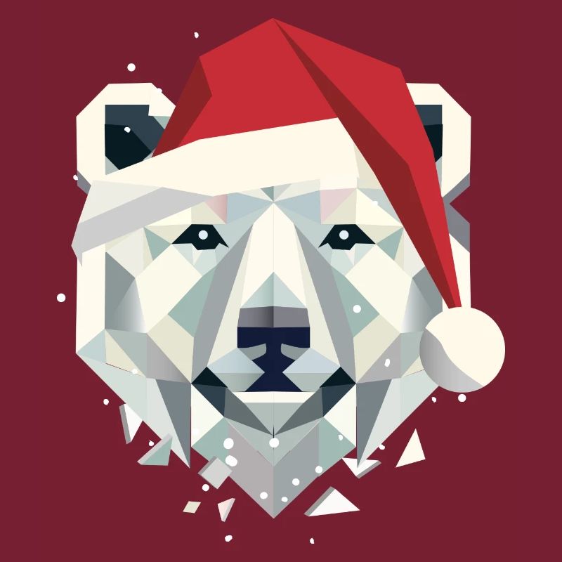 Weihnachts-Eisbär im modernen geometrischen Stil