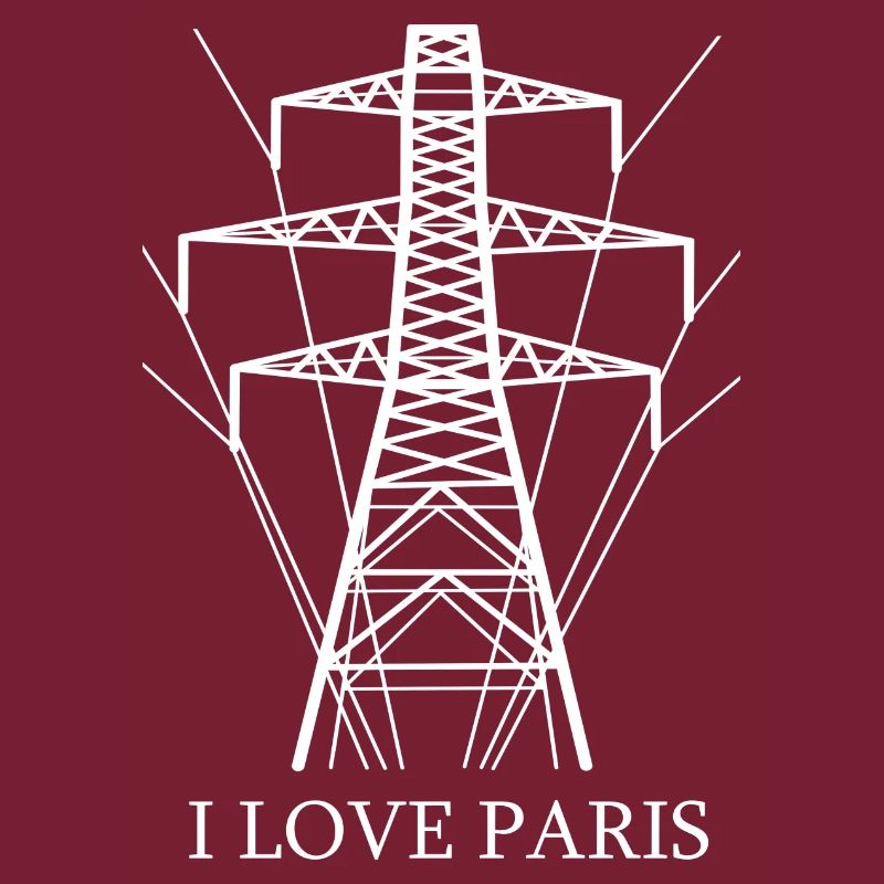 Ironisch Ich liebe Paris Eiffelturm als Strommast