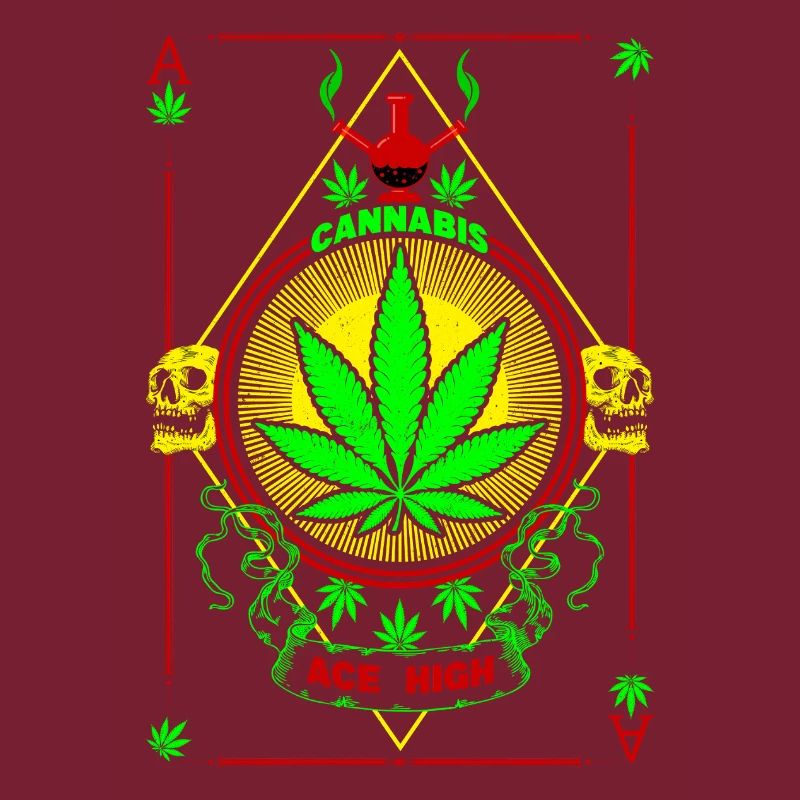Cannabis vibrant et emblème du crâne