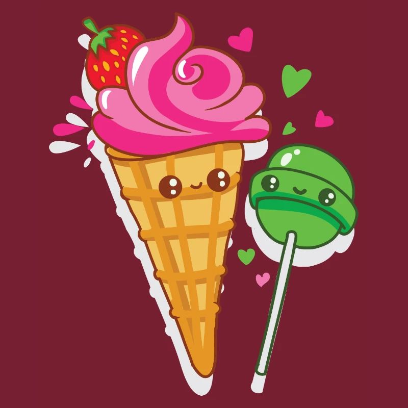 Fröhliches Eis und Lutscher sind verliebt