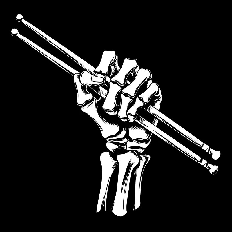 Knochenhand mit Drumsticks Drummerdesign