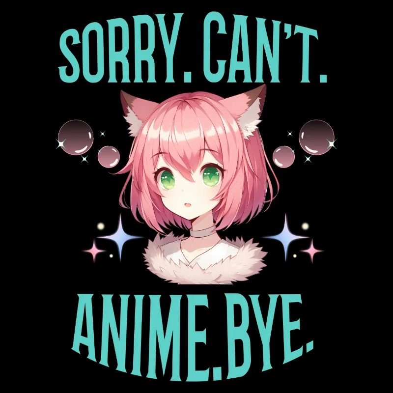 Sorry. Can't. Anime. Bye. Spruch Manga Mädchen