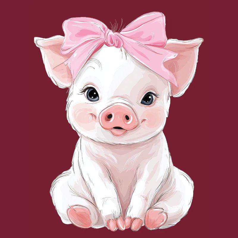 Mignon bébé cochon noeud