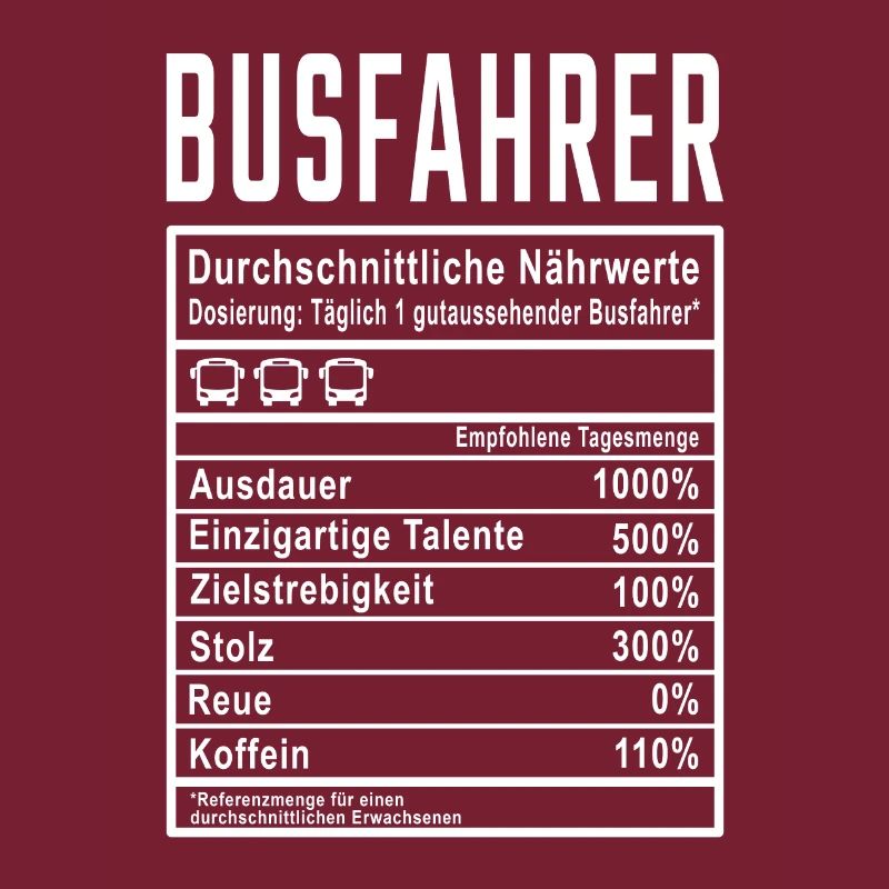 Busfahrer Nährwerte