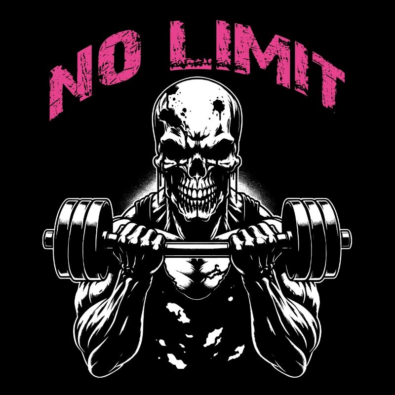 Crâne de musculation No Limit Workout avec haltère