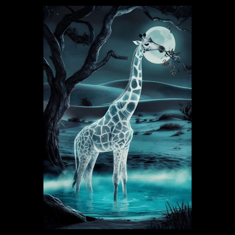 Giraffe im Mondschein