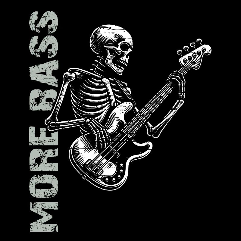 Crâne de squelette avec guitare basse et basse Saying More