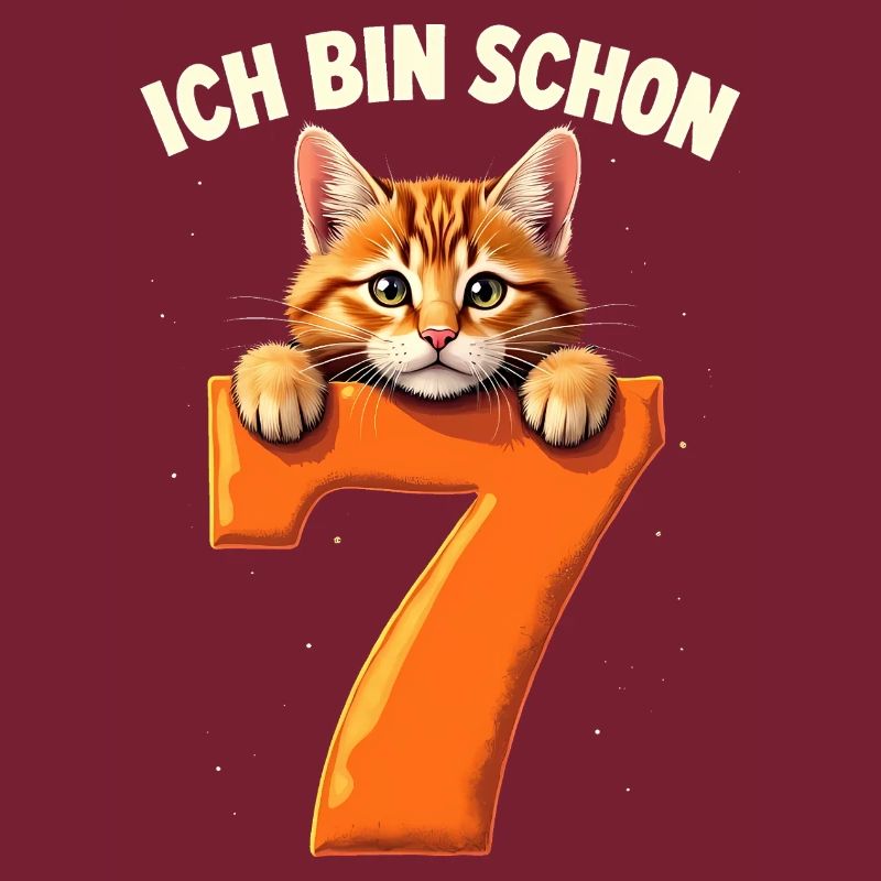 7. Geburtstag Mädchen Junge Katze Ich Bin Schon