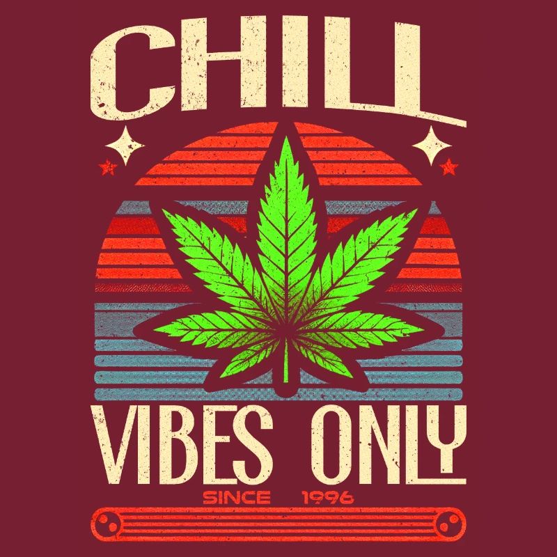 Chill Vibes Only Retro Cannabis Leaf Since 1996