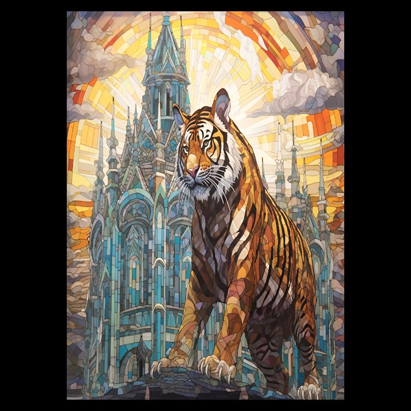 Tiger majestätisch vor Kathedrale