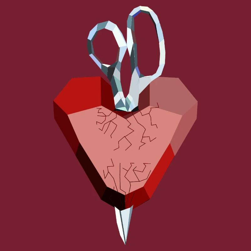 Broken heart of ruby and diamond