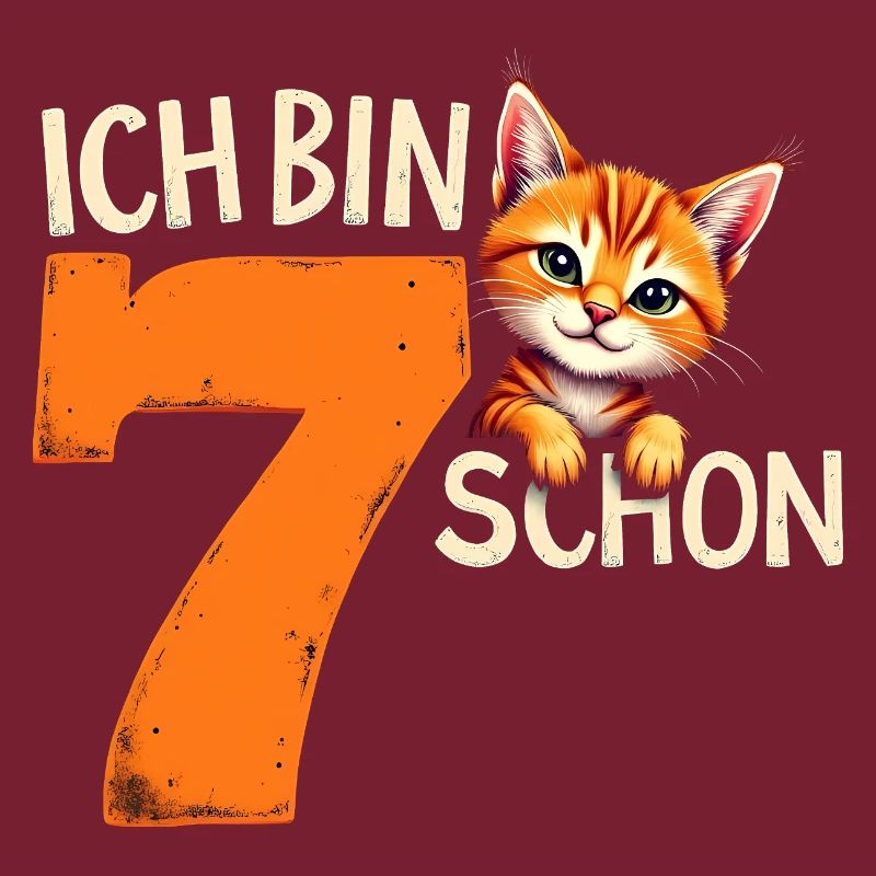 7. Geburtstag Mädchen Junge Katze Ich Bin Schon