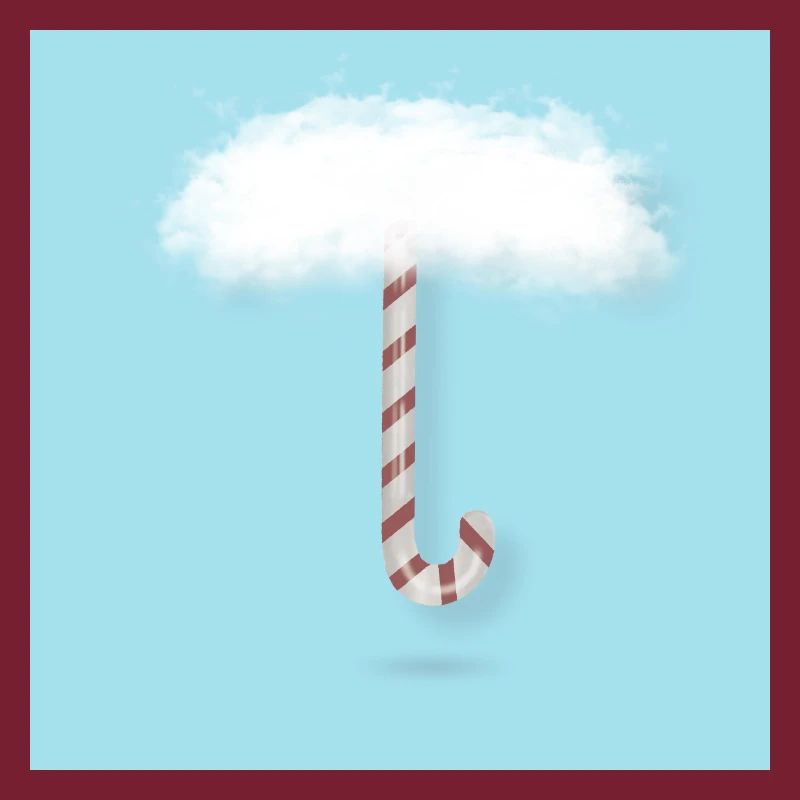 Candy Cane with Clouds