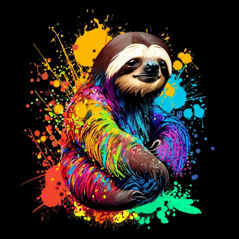 Faultier mit Farbklecksen