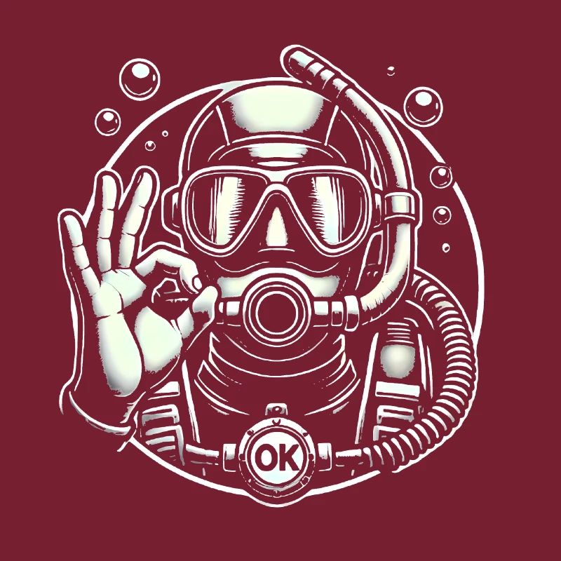 Plongeur sous-marin avec graphique OK Gesture
