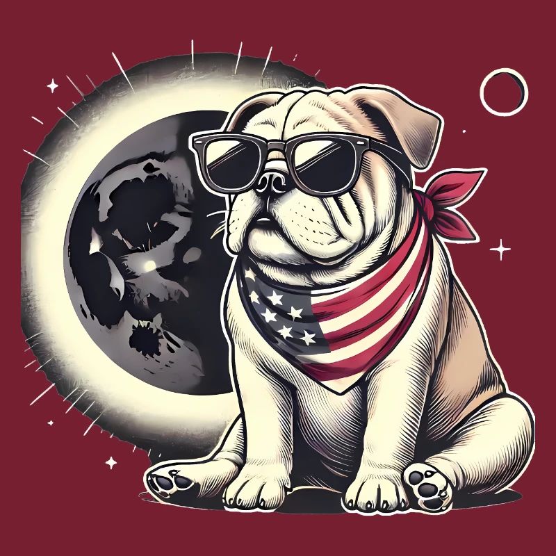 Patriotic Bulldog Solar Eclipse