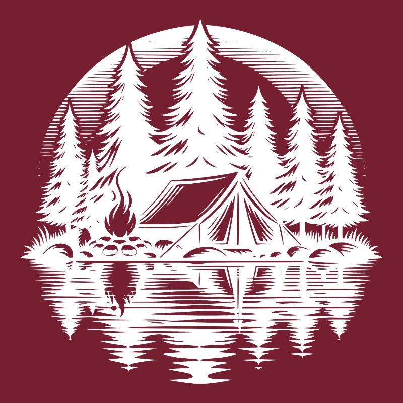 Tranquility and nature camping campfire scene in the forest