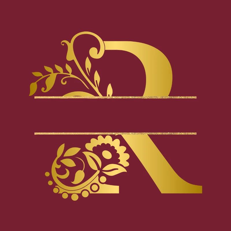 Personalisierter Buchstabe R Gold Blumen - Geschenkidee