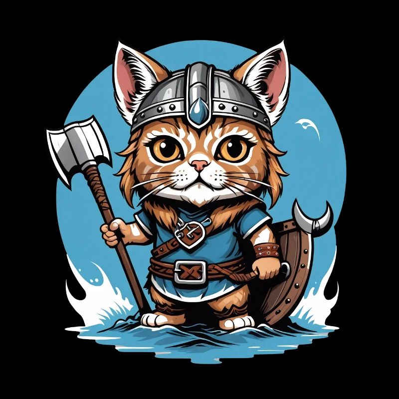 Cat Wikinger Viking Katze Geschenk Süß