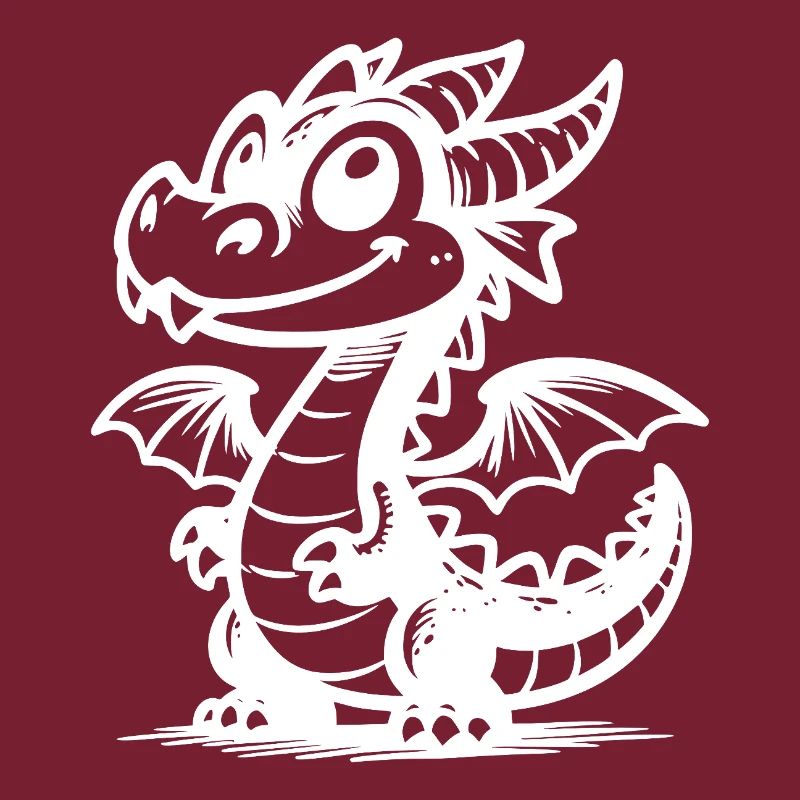 Cute smiling dragon with wings