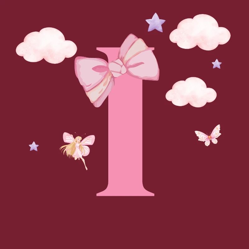 Letter i pink clouds