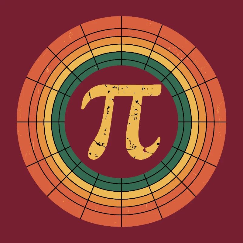 Retro Style Pi Tag Geometric Pattern Art