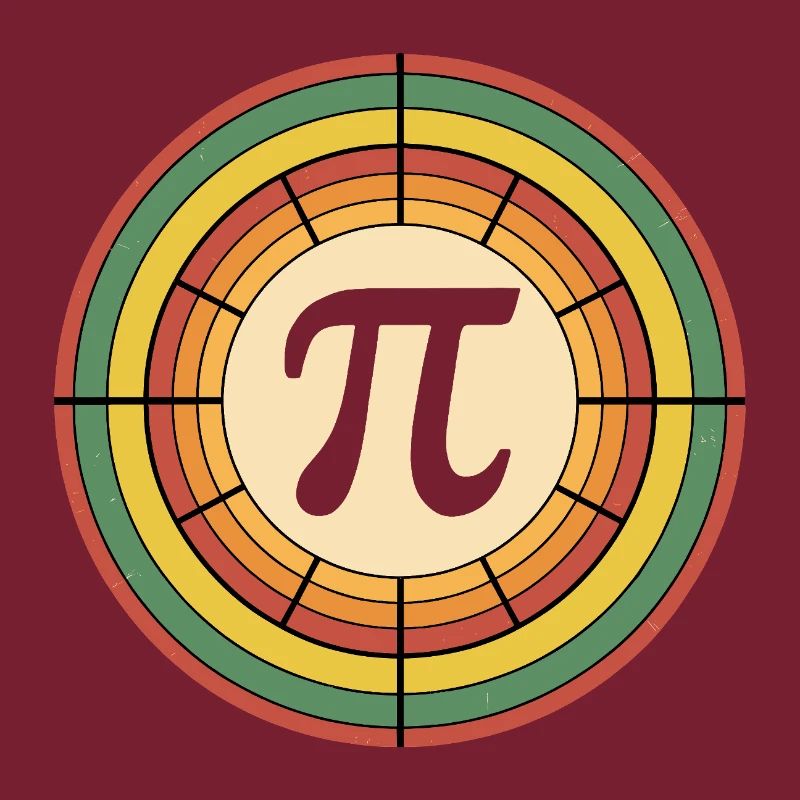 Retro Style Pi Tag Geometric Pattern Art