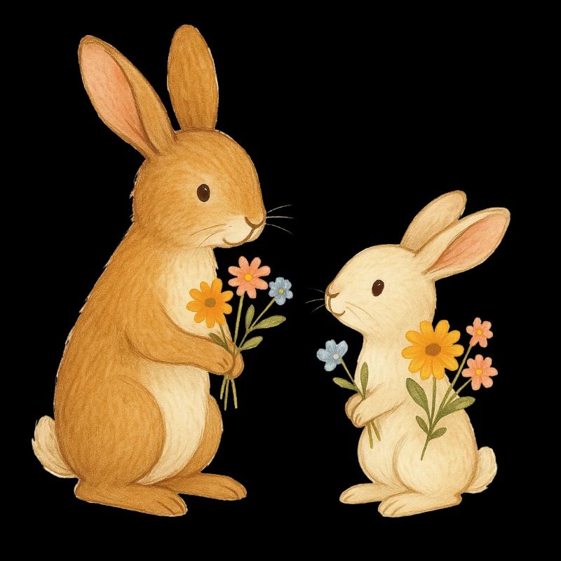 Hase mit Blumen