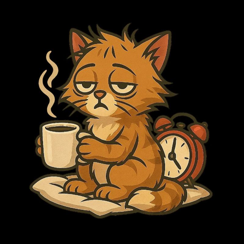 Conception de grincement matinal – chat avec du café