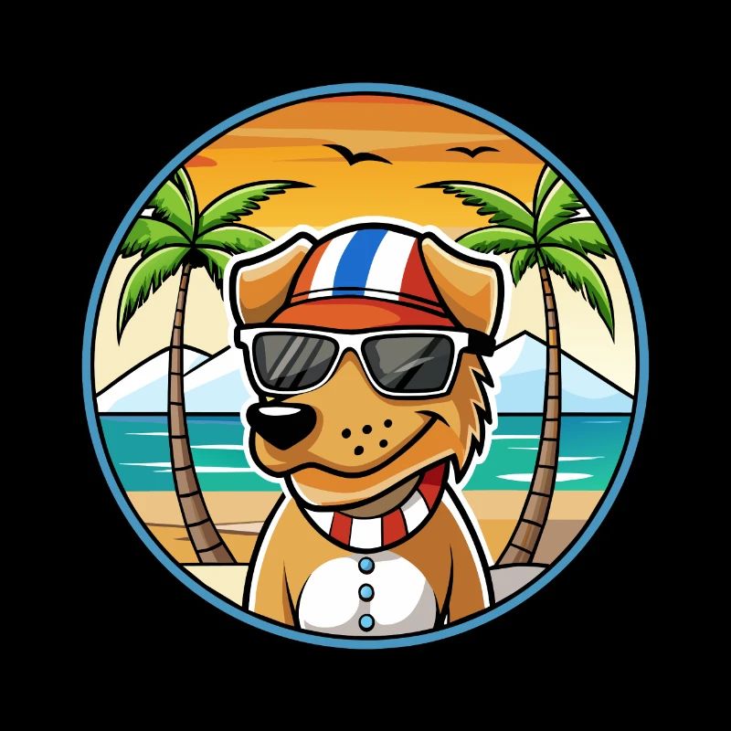 Norwegischer Windhund Dunker Hunderasse Cartoon Strand